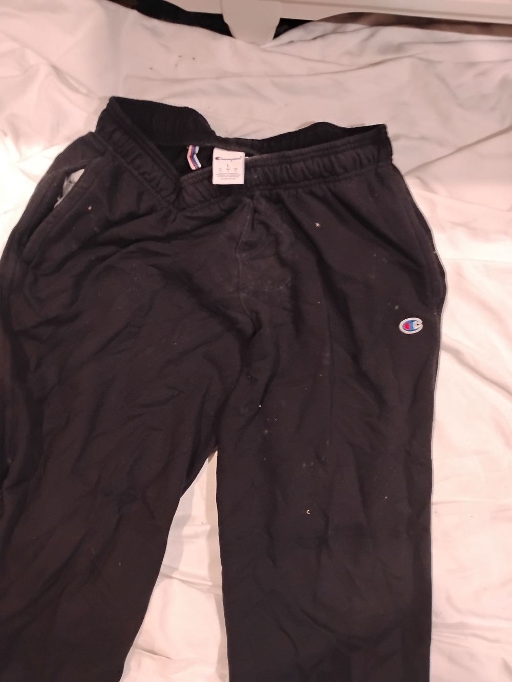 Champion MensBlack Sweat Joggers with  Logo Size L